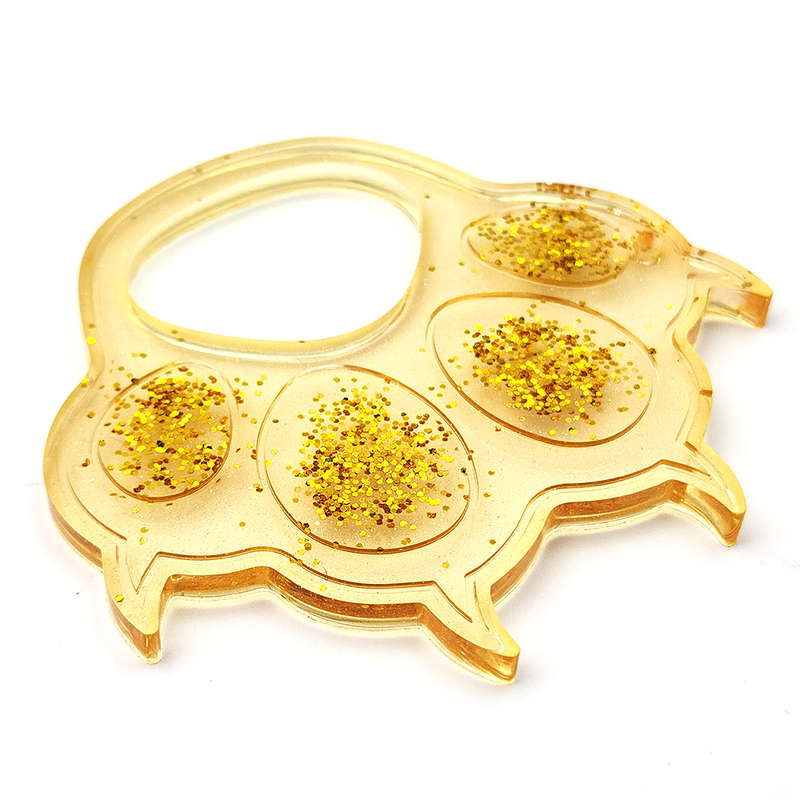 pX Gold Glitter Resin Paw Keyring with Claws  Cute Keychain Accessory for Women