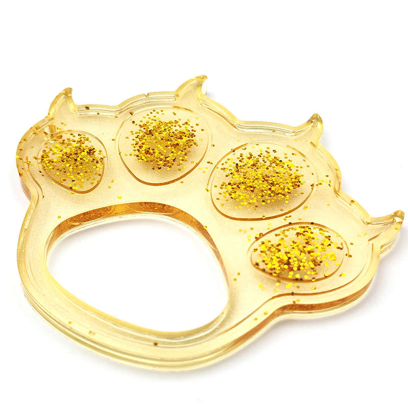 pX Gold Glitter Resin Paw Keyring with Claws  Cute Keychain Accessory for Women
