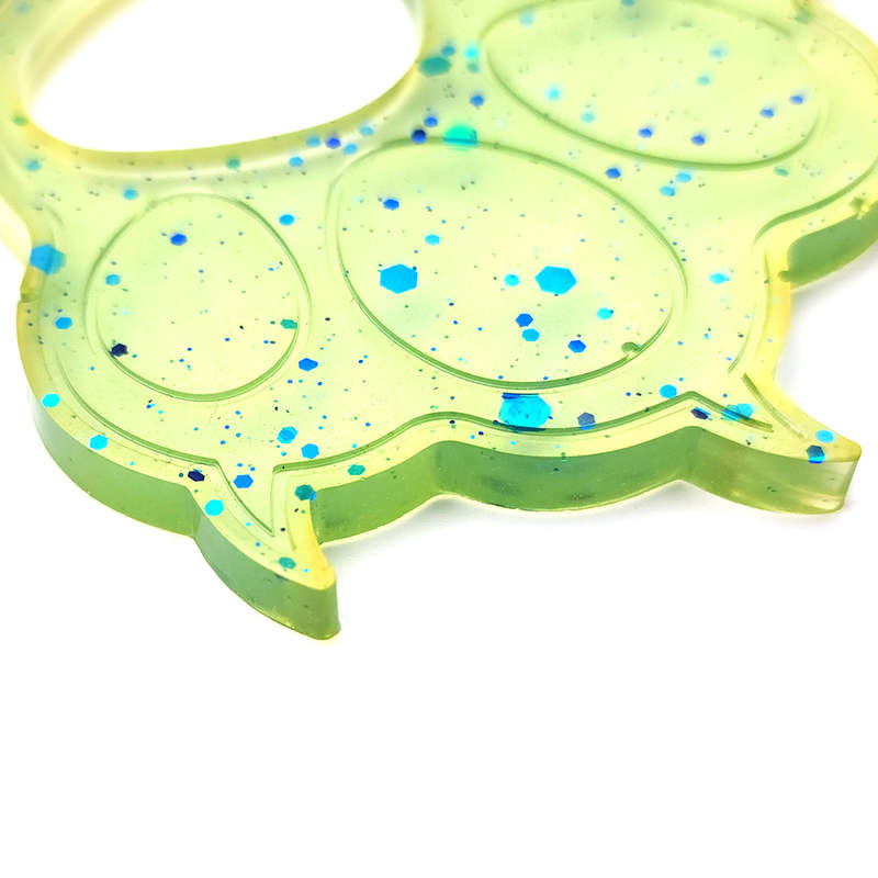 pX Ocean Green Glitter Resin Paw Mould Keyring with ClawsCute Keychain Accessory for Women