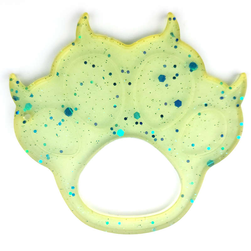 pX Ocean Green Glitter Resin Paw Mould Keyring with ClawsCute Keychain Accessory for Women