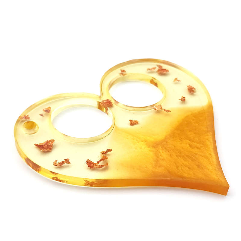 pX Golden Heart Punch Duster Resin Keyring Accessory Gold Foil Keychain Accessory