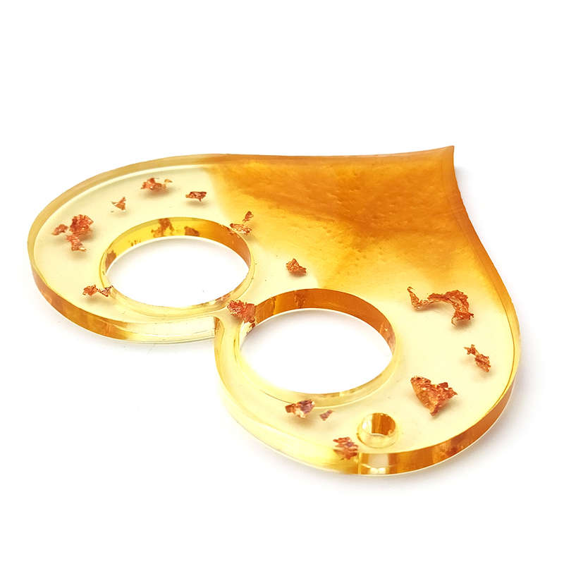pX Golden Heart Punch Duster Resin Keyring Accessory Gold Foil Keychain Accessory