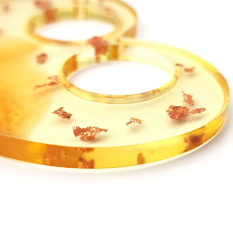 pX Golden Heart Punch Duster Resin Keyring Accessory Gold Foil Keychain Accessory