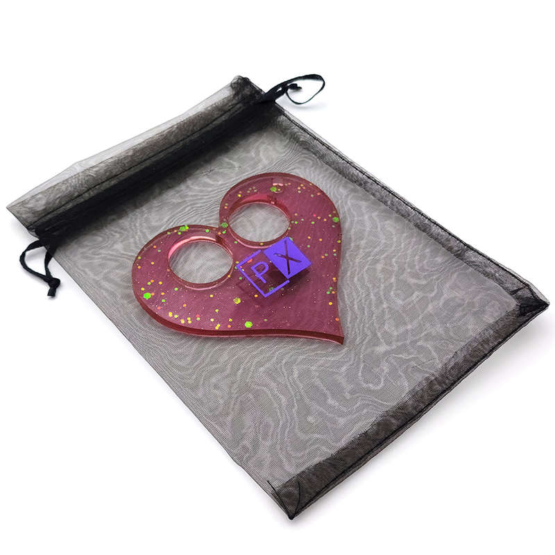 pX Pink Glimmer Heart Resin Keyring Attachment Gold Glitter Keychain Accessory
