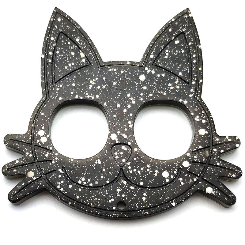 pX Midnight Sky Cat Knuckle Duster Resin Keyring AttachmentSpeckle Glitter Keychain Accessory
