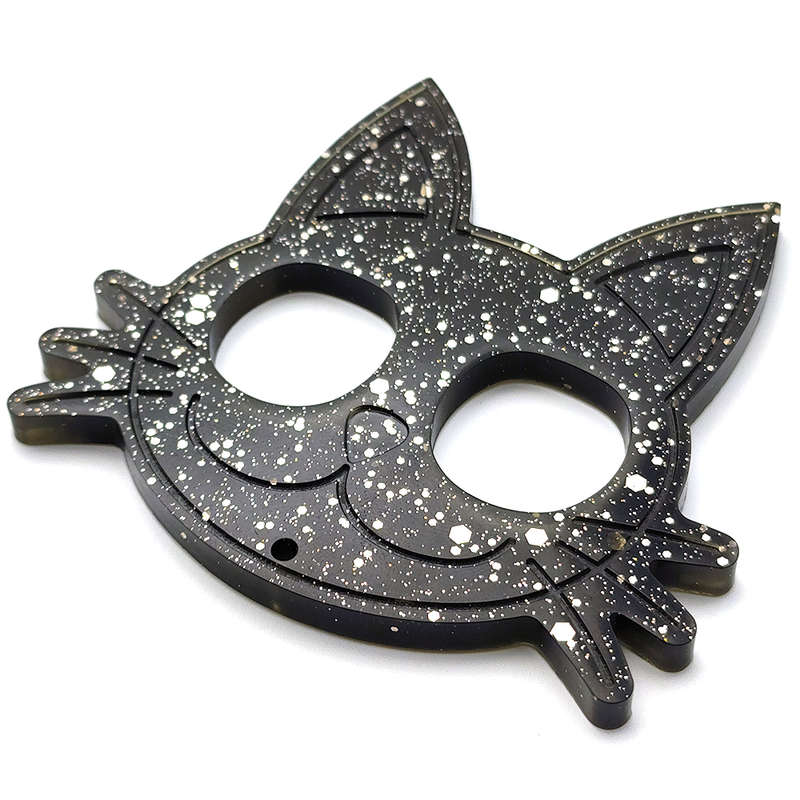 pX Midnight Sky Cat Knuckle Duster Resin Keyring AttachmentSpeckle Glitter Keychain Accessory