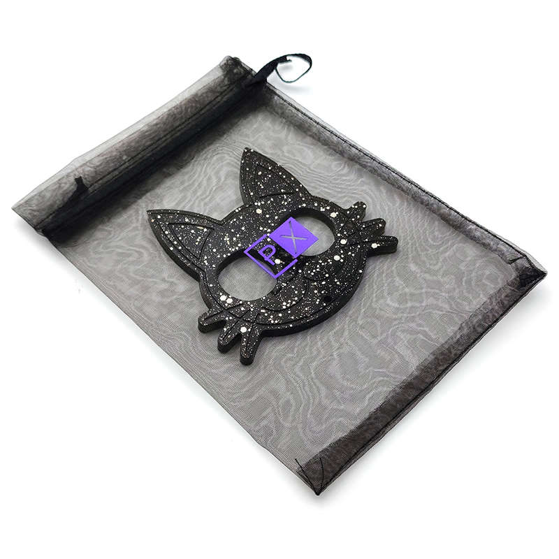 pX Midnight Sky Cat Knuckle Duster Resin Keyring AttachmentSpeckle Glitter Keychain Accessory