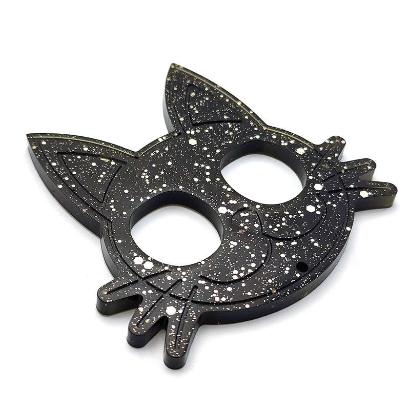 pX Midnight Sky Cat Knuckle Duster Resin Keyring AttachmentSpeckle Glitter Keychain Accessory