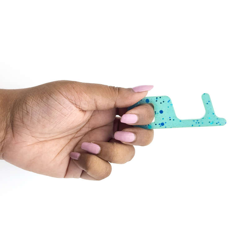 pX No Touch Door Handle Resin Mould Keyring AttachmentSmall Blue Glitter Keychain Accessory