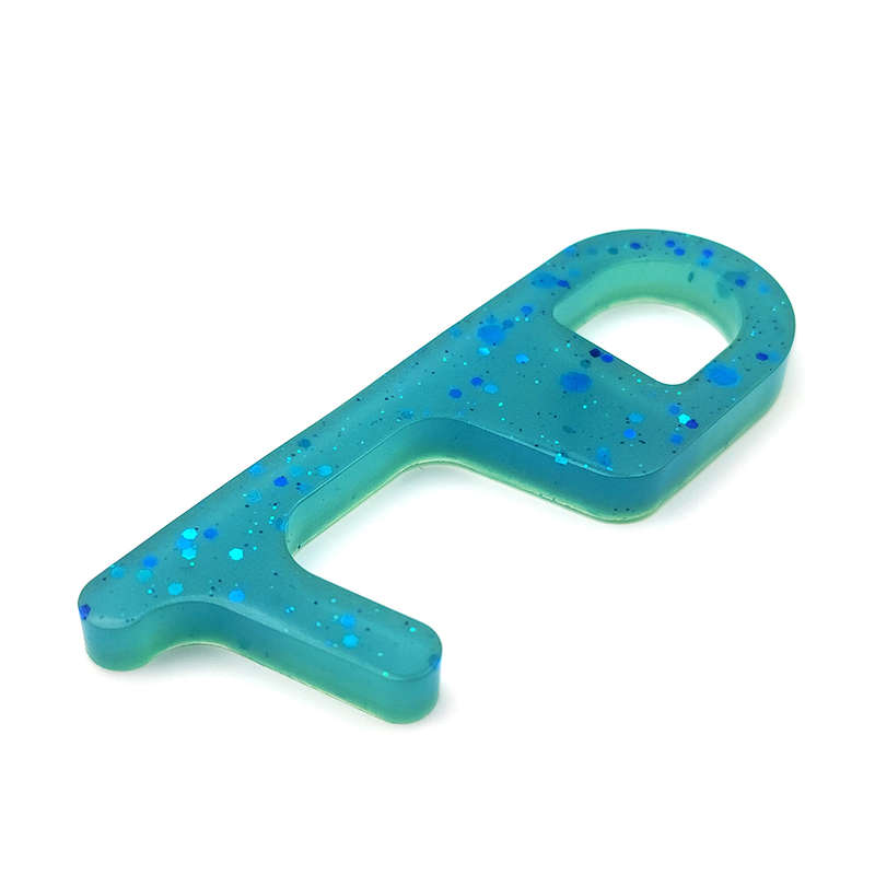 pX No Touch Door Handle Resin Mould Keyring AttachmentSmall Blue Glitter Keychain Accessory