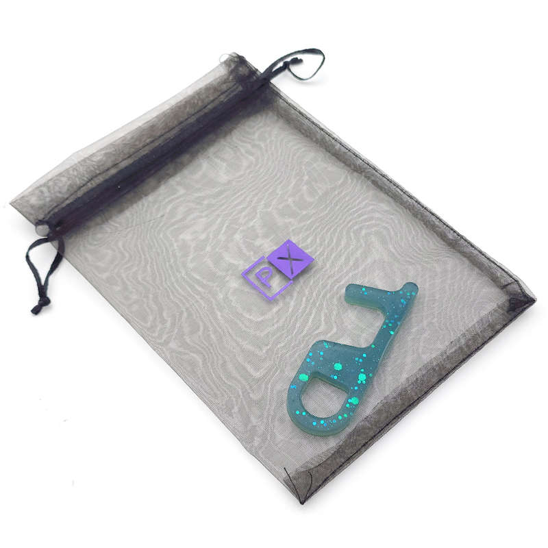 pX No Touch Door Handle Resin Mould Keyring AttachmentSmall Blue Glitter Keychain Accessory