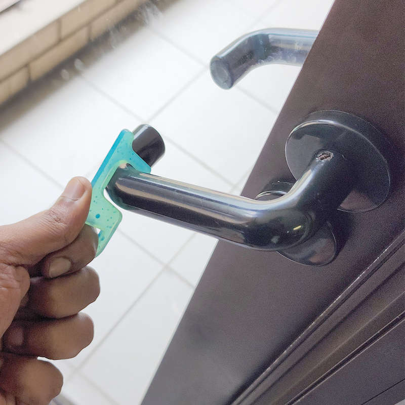 pX No Touch Door Handle Resin Mould Keyring AttachmentSmall Blue Glitter Keychain Accessory