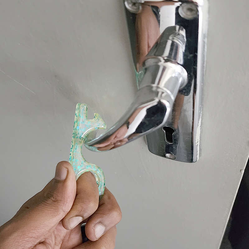 pX Touch-Free Door Handle &amp; Opener Resin Mould Keyring Attachment Teal Glitter Hygiene Tool