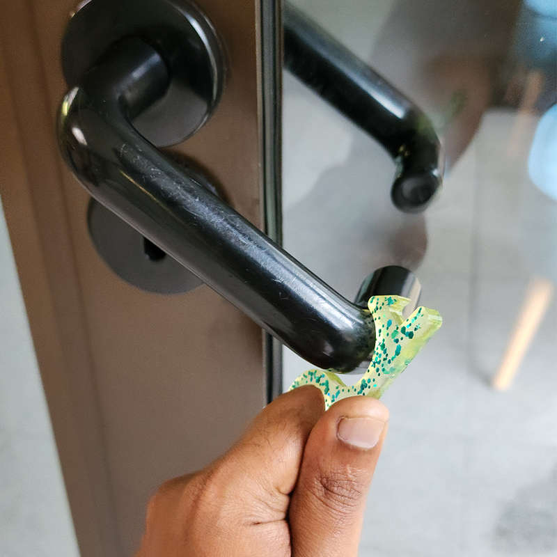 pX Touch-Free Door Handle &amp; Opener Resin Mould Keyring Attachment Teal Glitter Hygiene Tool