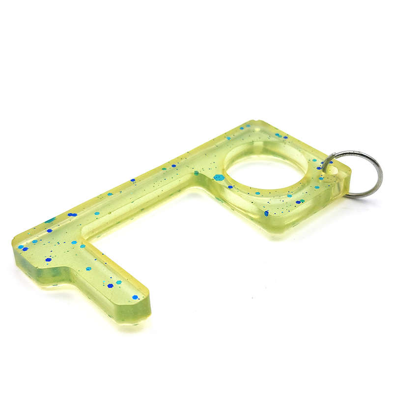 pX No Touch Door Handle Resin Mould Keyring Attachment Square Glitter Keychain Accessory