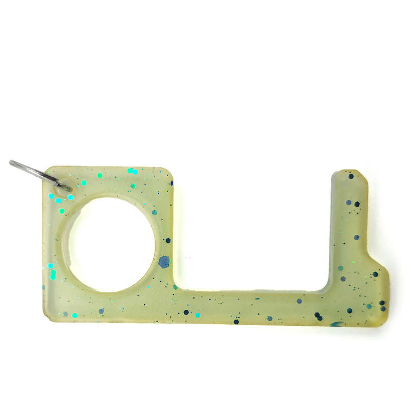 pX No Touch Door Handle Resin Mould Keyring Attachment Square Glitter Keychain Accessory