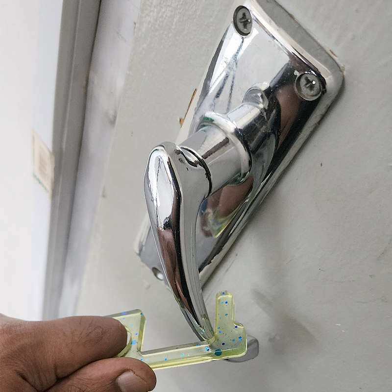 pX No Touch Door Handle Resin Mould Keyring Attachment Square Glitter Keychain Accessory
