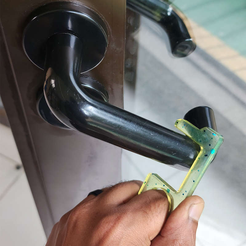 pX No Touch Door Handle Resin Mould Keyring Attachment Square Glitter Keychain Accessory