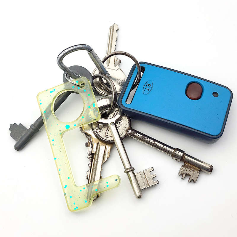 pX No Touch Door Handle Resin Mould Keyring Attachment Square Glitter Keychain Accessory