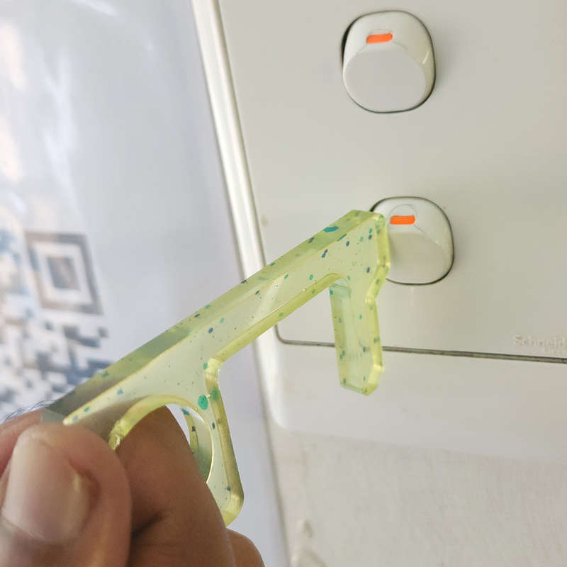 pX No Touch Door Handle Resin Mould Keyring Attachment Square Glitter Keychain Accessory
