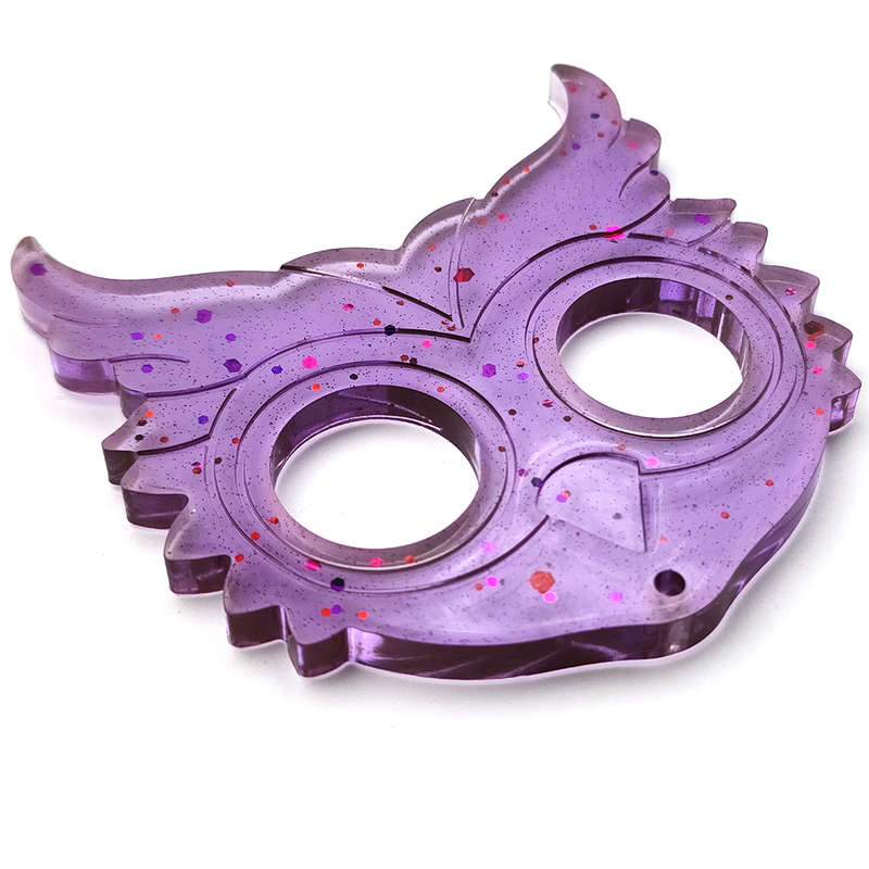 pX Purple Owl Knuckle Duster Keyring Attachment-Speckle Glitter Keychain Accessory