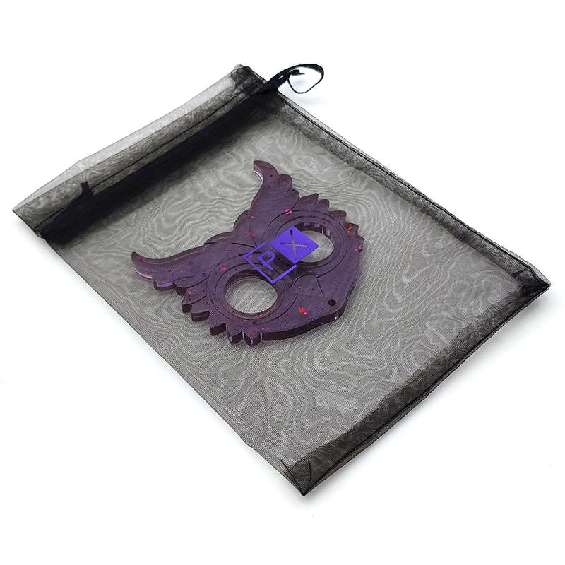 pX Purple Owl Knuckle Duster Keyring Attachment-Speckle Glitter Keychain Accessory