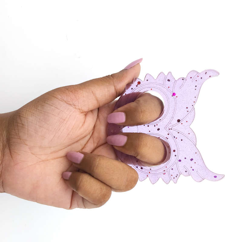 pX Purple Owl Knuckle Duster Keyring Attachment-Speckle Glitter Keychain Accessory