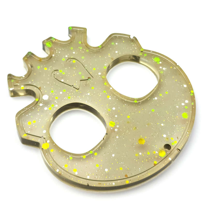 pX Skull Knuckle Duster Resin KeyringSmokey Glitter Keychain Accessory