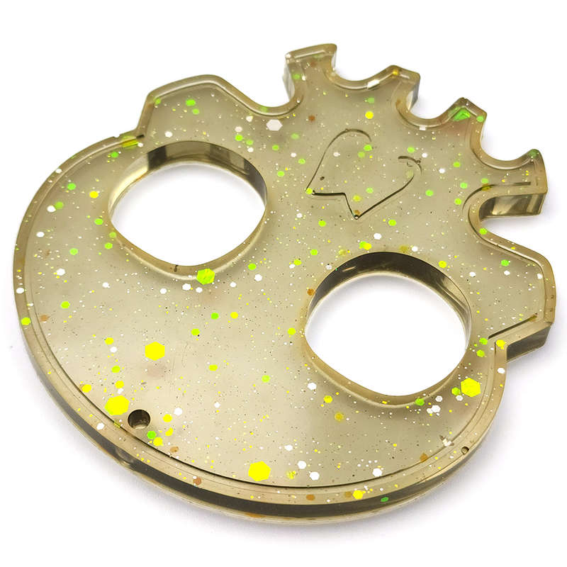 pX Skull Knuckle Duster Resin KeyringSmokey Glitter Keychain Accessory