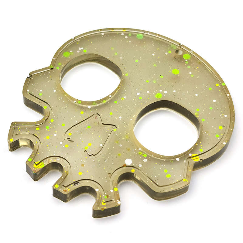 pX Skull Knuckle Duster Resin KeyringSmokey Glitter Keychain Accessory