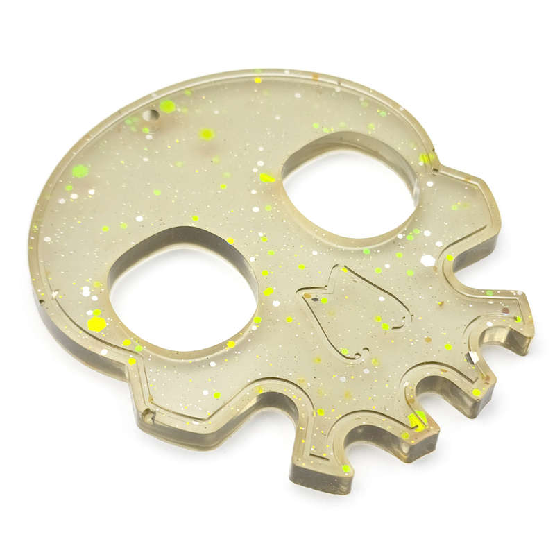 pX Skull Knuckle Duster Resin KeyringSmokey Glitter Keychain Accessory