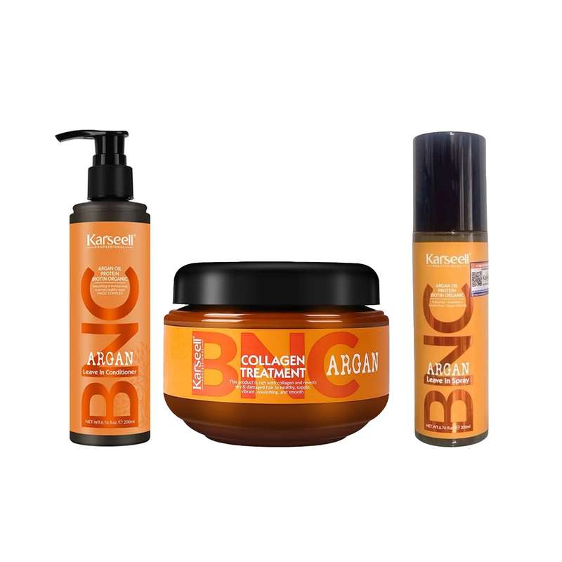 Karseell Hair Repair BUNDLE | BNC Collagen Mask + Argan Leave-In Conditioner +  Argan Leave-In Spray