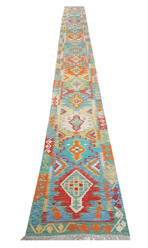 Afghan hand woven Choubi kilim 982 x 75 cm