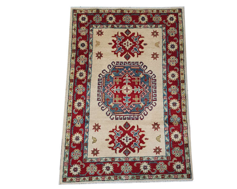 Stunning Handmade Kazaq Carpet 127 X 84cm