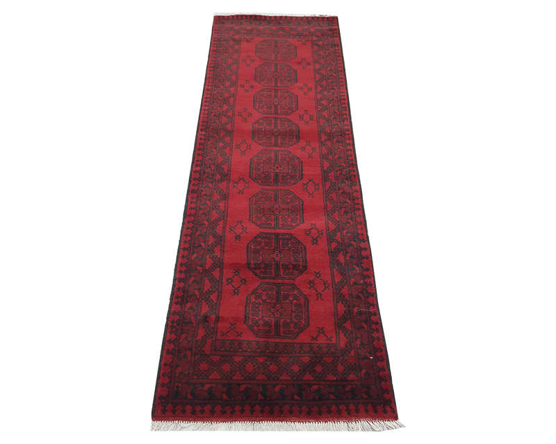 Stunning Handmade Red Afghan 282 x 80 cm