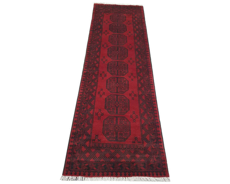 Stunning Handmade Red Afghan 282 x 80 cm