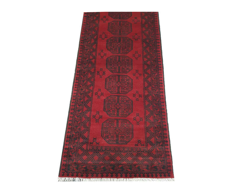 Stunning Handmade Red Afghan 282 x 80 cm