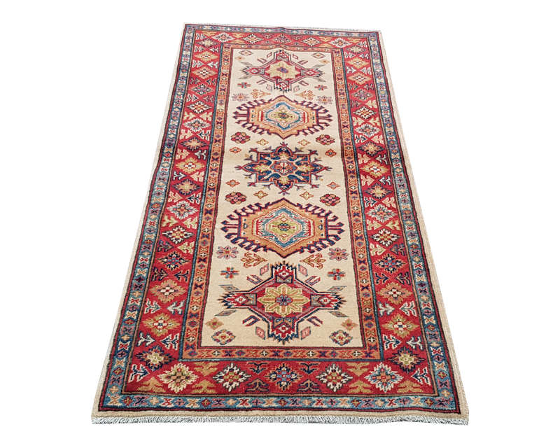 Stunnig Afghan Handmade Kazaq Carpet 189 x 83cm