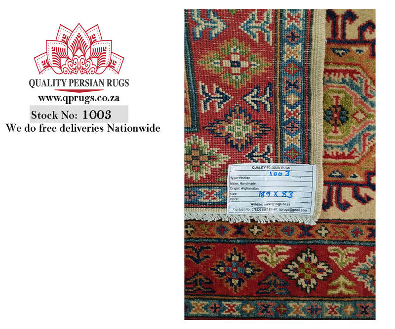 Stunnig Afghan Handmade Kazaq Carpet 189 x 83cm