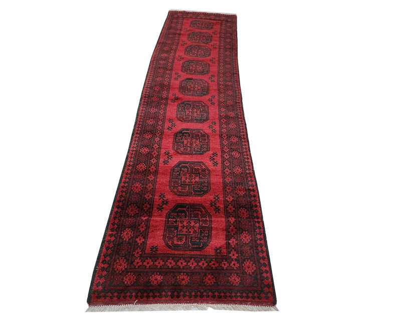 Gorgeous Red Afghan Carpet 376 x 78cm