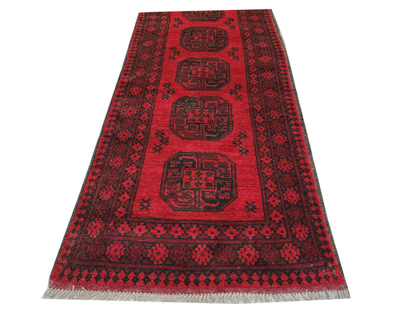 Gorgeous Red Afghan Carpet 376 x 78cm
