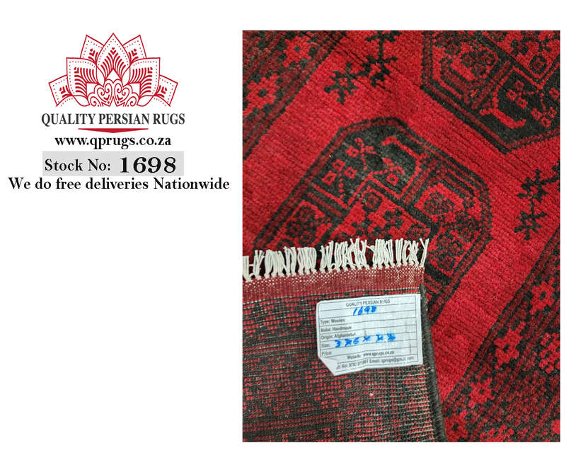 Gorgeous Red Afghan Carpet 376 x 78cm