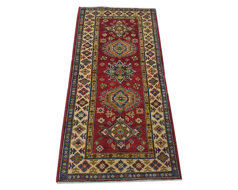 Fine Afghan Handmade Kazaq Carpet 213 x 87cm