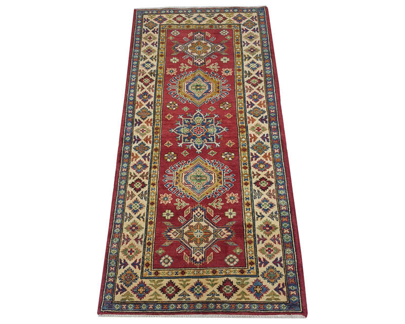 Fine Afghan Handmade Kazaq Carpet 213 x 87cm
