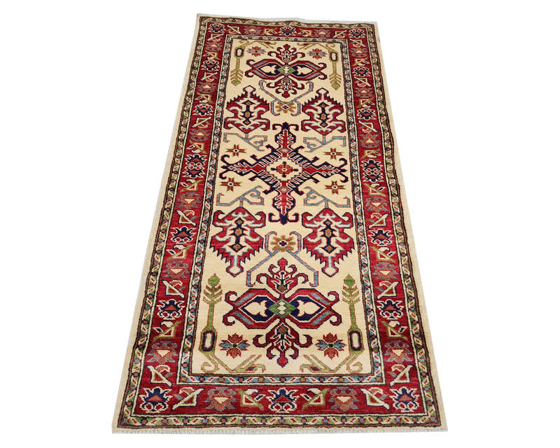 Fine Afghan Handmade Kazaq Carpet 206 x 85cm