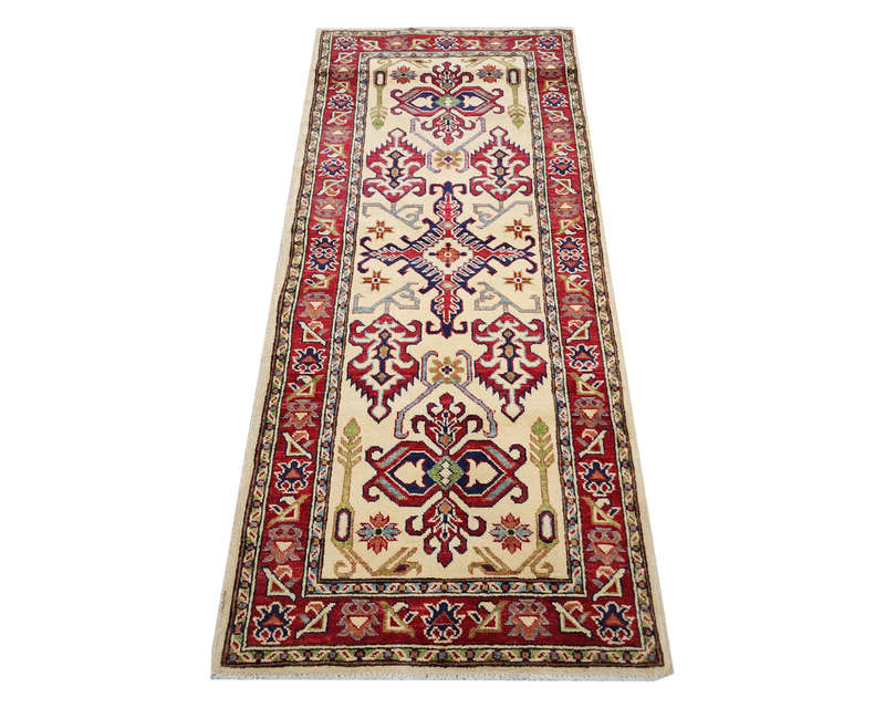 Fine Afghan Handmade Kazaq Carpet 206 x 85cm