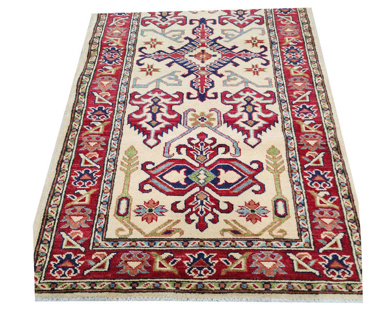 Fine Afghan Handmade Kazaq Carpet 206 x 85cm