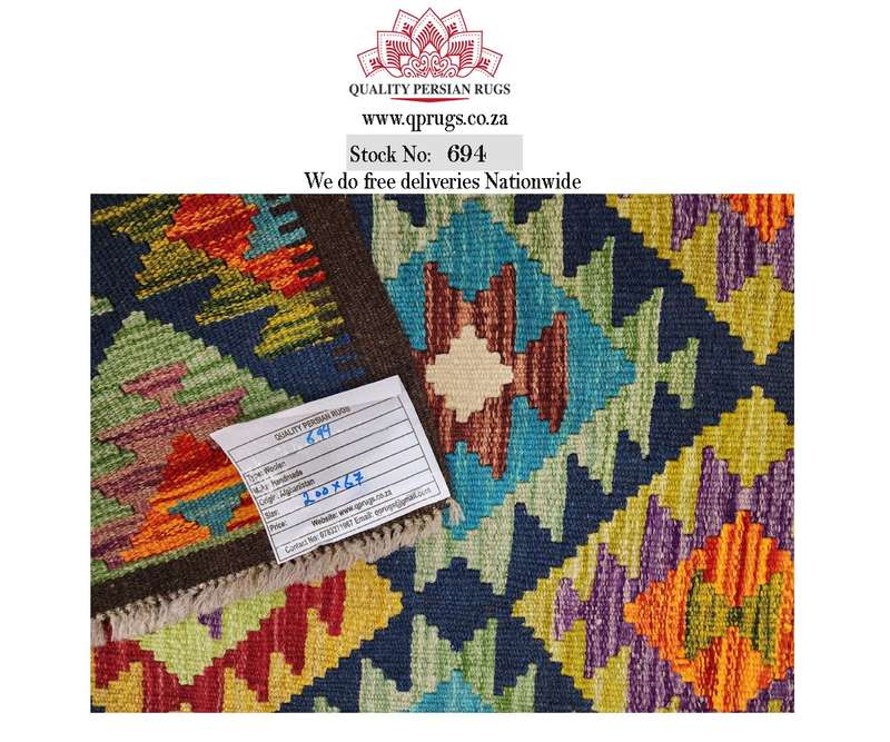 Stunning Afghan Maimana kilim 200 X 67 cm