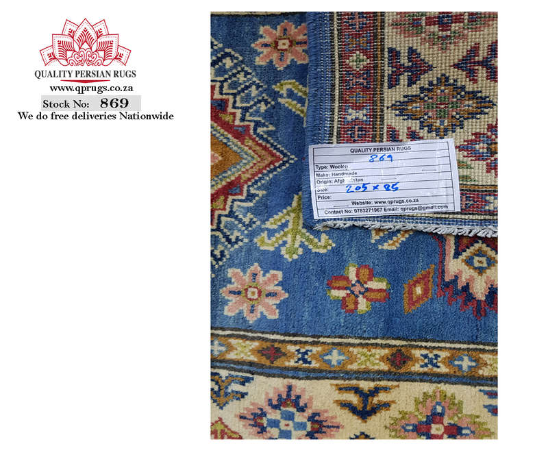 Gorgeous Afghan Handmade Kazaq Carpet 205 x 85 cm