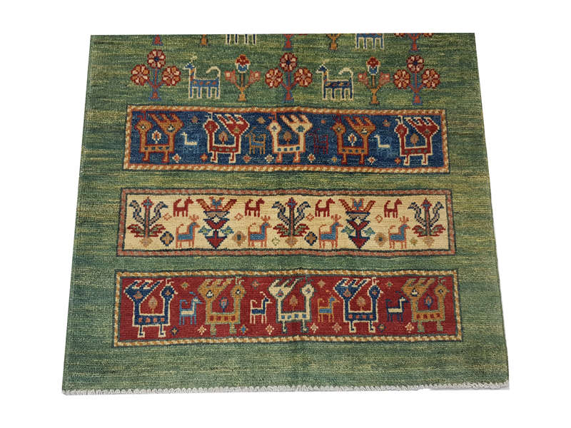 Stunning green Afghan Ariana Carpet 126 x 84cm